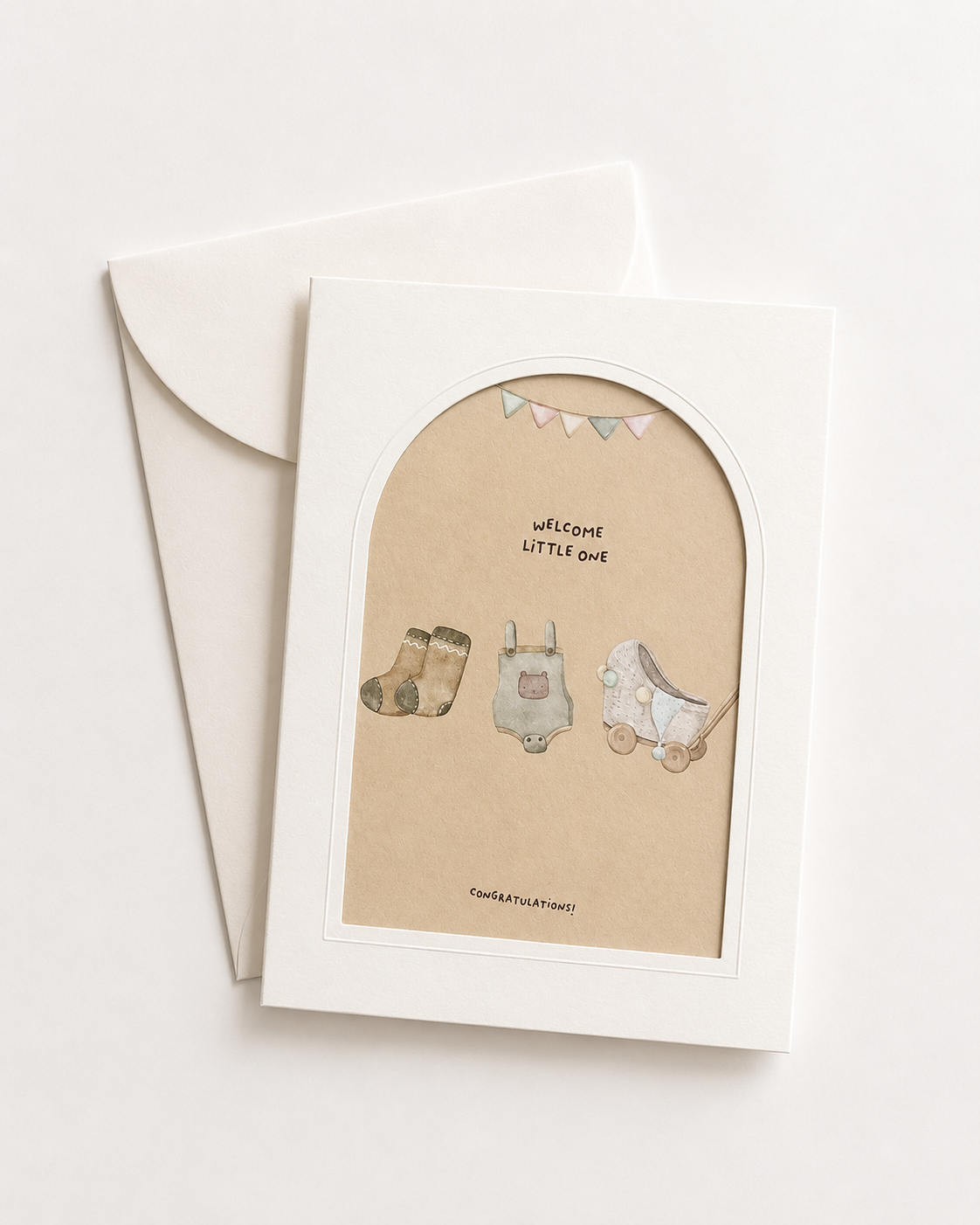 Welcome Little One new baby greeting card — watercolour illustration by Maison Bloom Bali