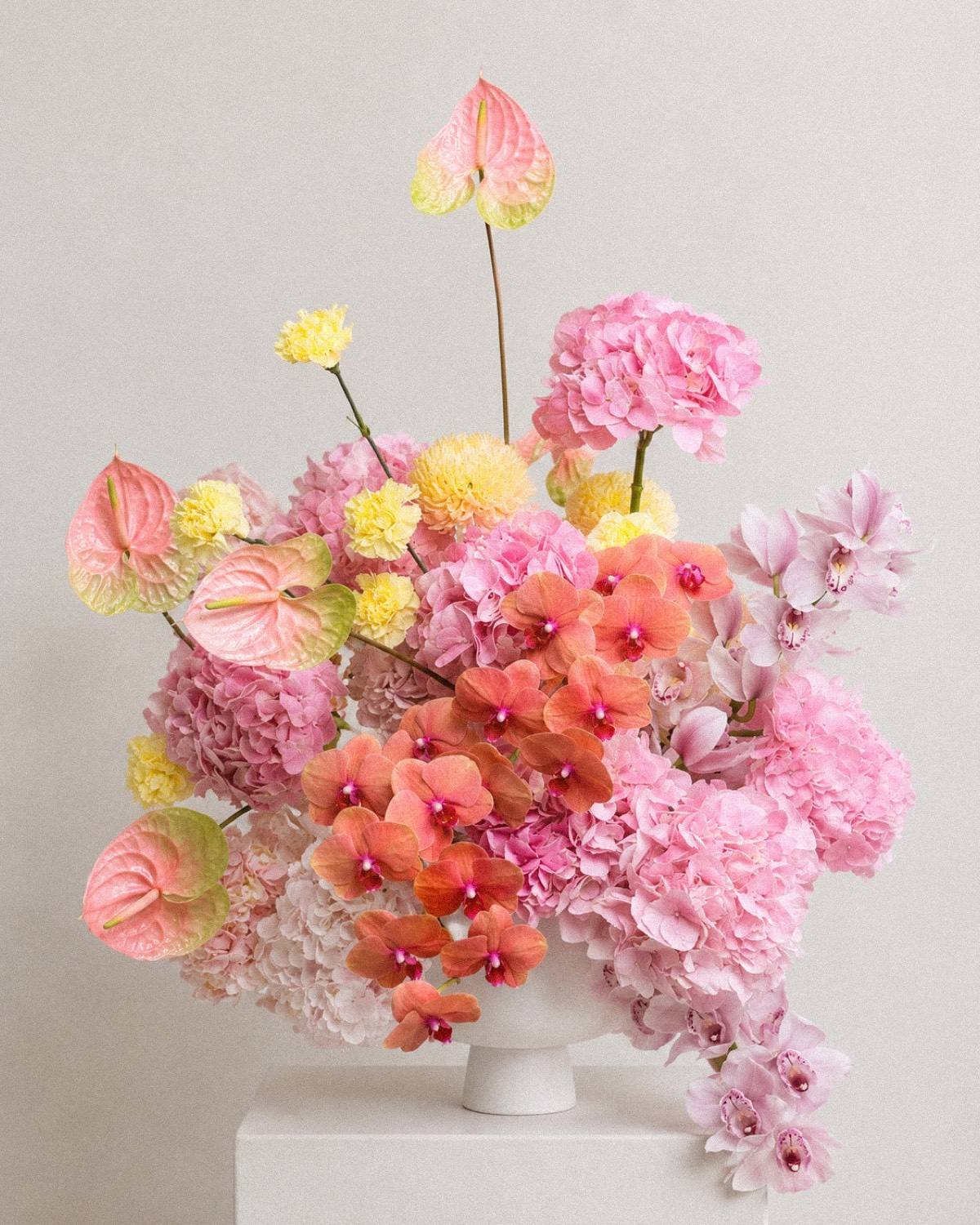The Tropicale — lush pastel tropical arrangement by Maison Bloom, Bali
