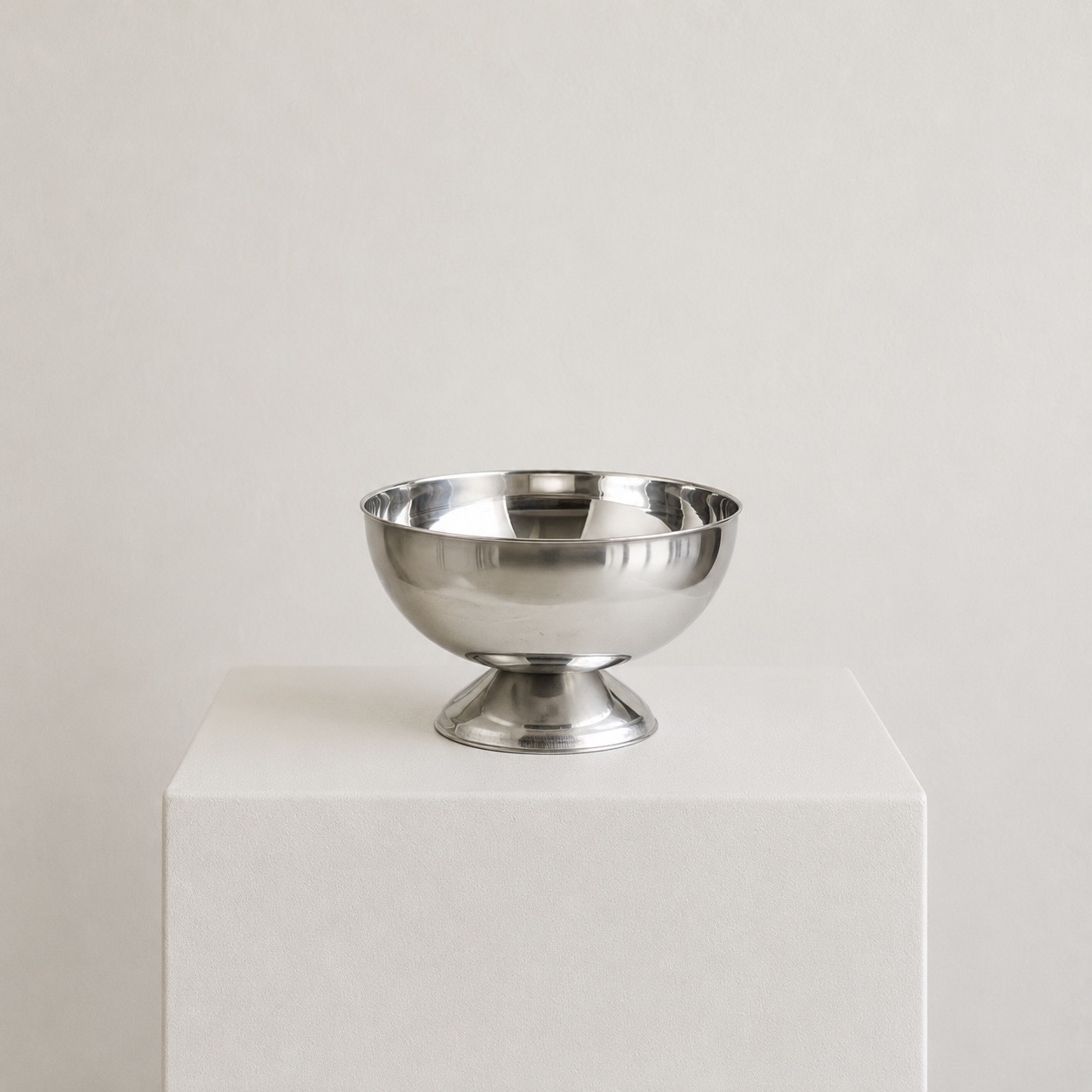 Silver Bowl — silver chrome smooth pedestal bowl by Maison Bloom Bali