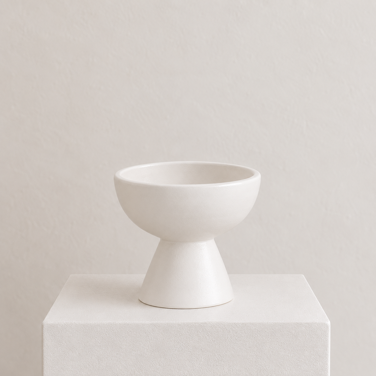 Modern Pedestal Bowl — white matte ceramic minimalist bowl by Maison Bloom Bali
