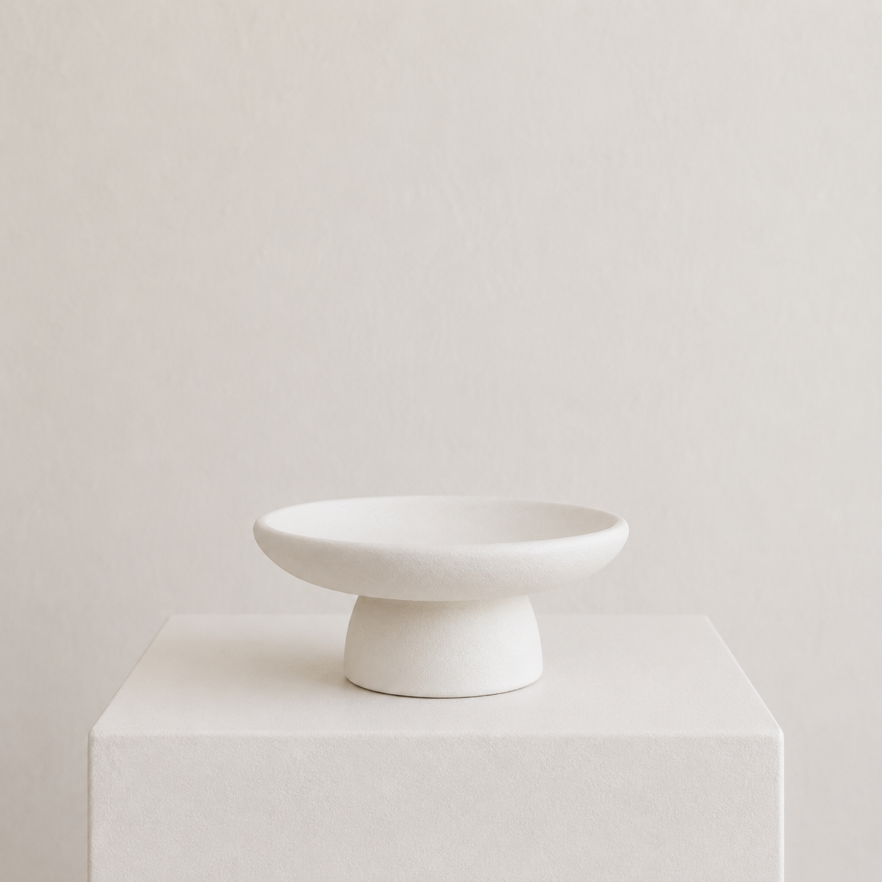 Modern Pedestal Plate — white matte ceramic flat plate on pedestal by Maison Bloom Bali