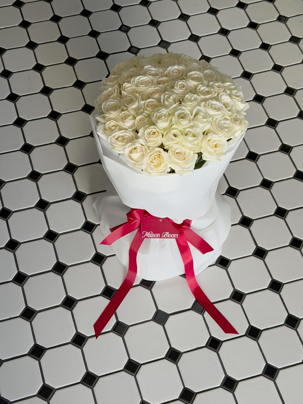 White Roses — elegant white rose bouquet by Maison Bloom, Bali